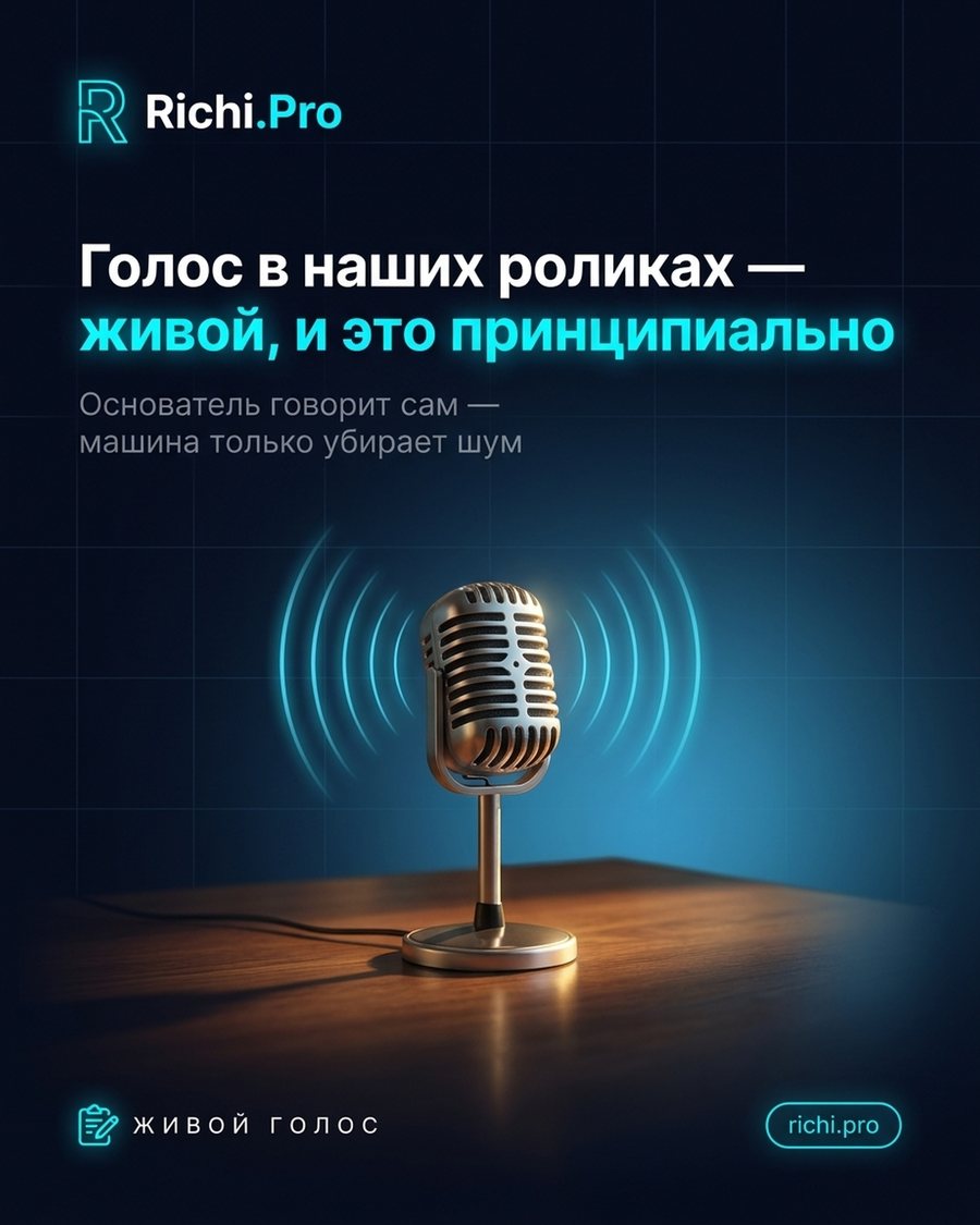 Голос в наших роликах — живой, и это принципиально